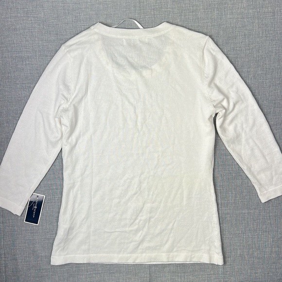 White Embellished Crewneck Sweater Petite Size Medium - Picture 5 of 5